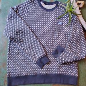 L.L. Bean Navy and White Crewneck Sweatshirt
